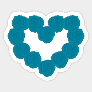 Teal roses heart Sticker